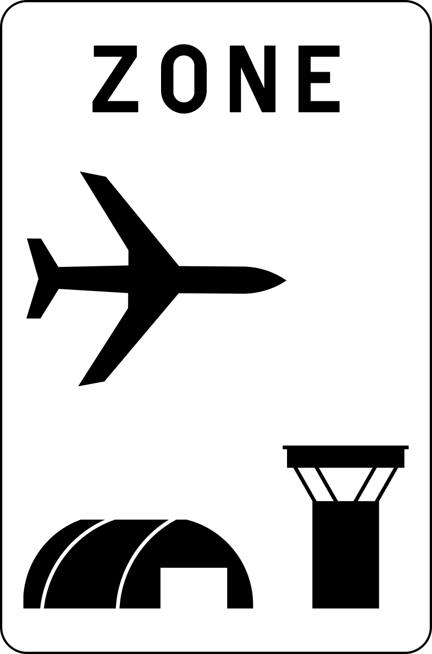 Verkeersbord: Begin van een luchthavengebied