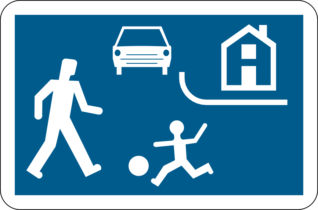 Verkeersbord: Begin van een woonerf of van een erf