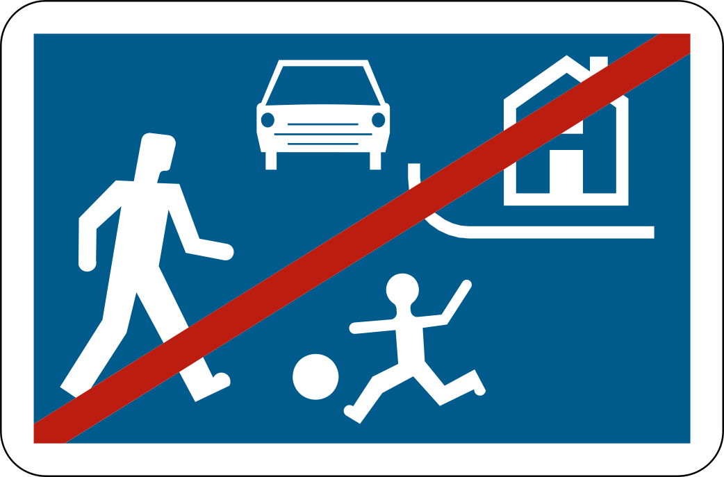 Verkeersbord: Einde van een woonerf of van een erf