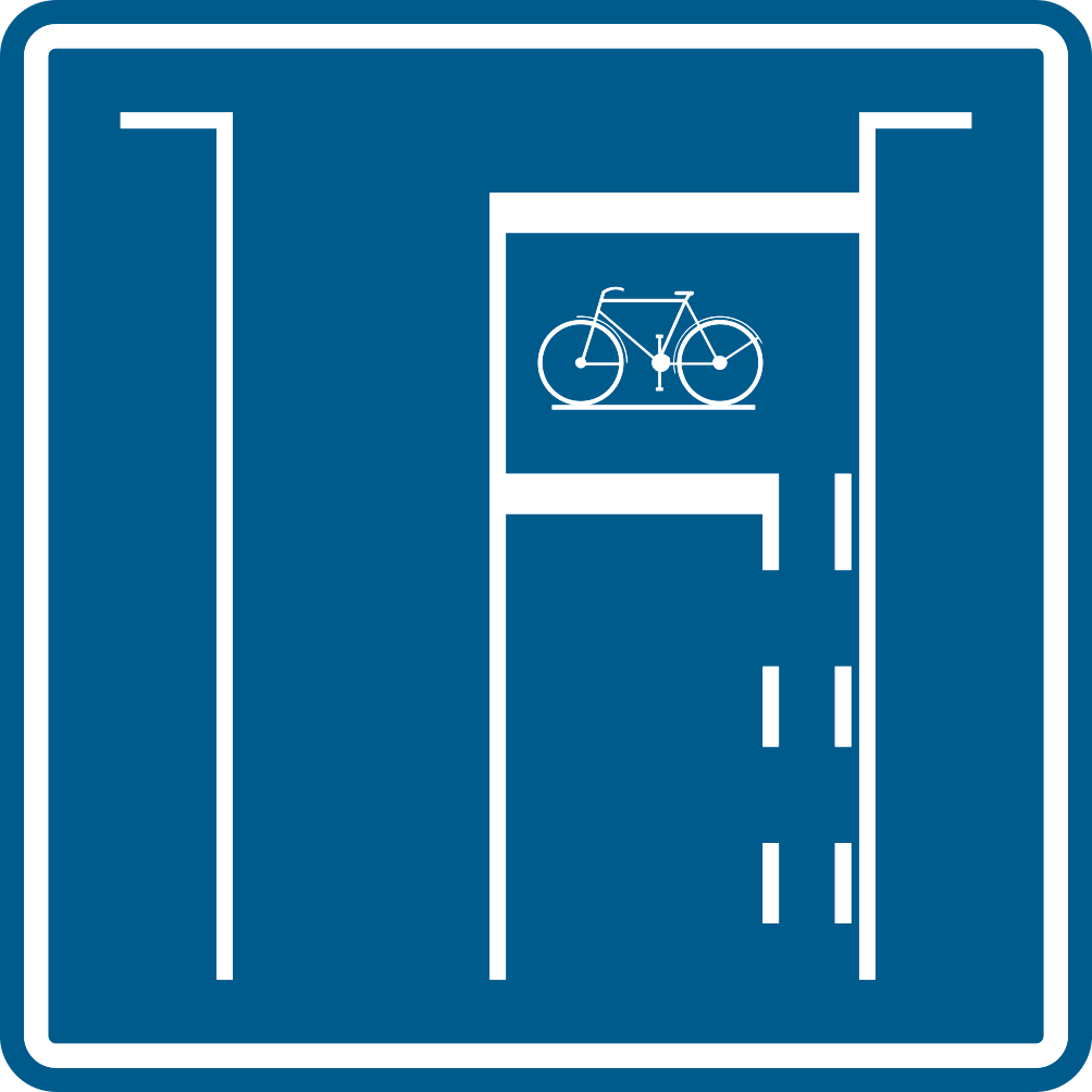 Verkeersbord F14: Opstelvak voor fietsers en bestuurders van tweewielige bromfietsen