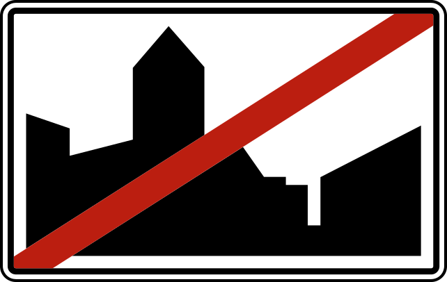 Verkeersbord: Einde van een bebouwde kom