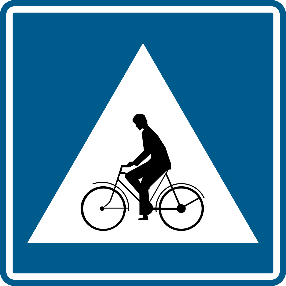 Verkeersbord: Oversteekplaats voor fietsers en bestuurders van tweewielige bromfietsen