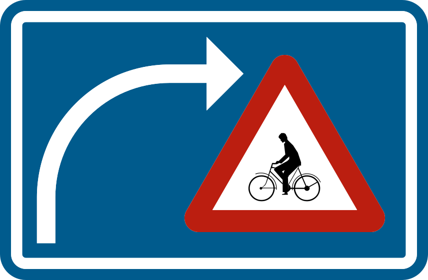 Verkeersbord F50bis: Oversteekplaats voor fietsers en bestuurders van tweewielige bromfietsen