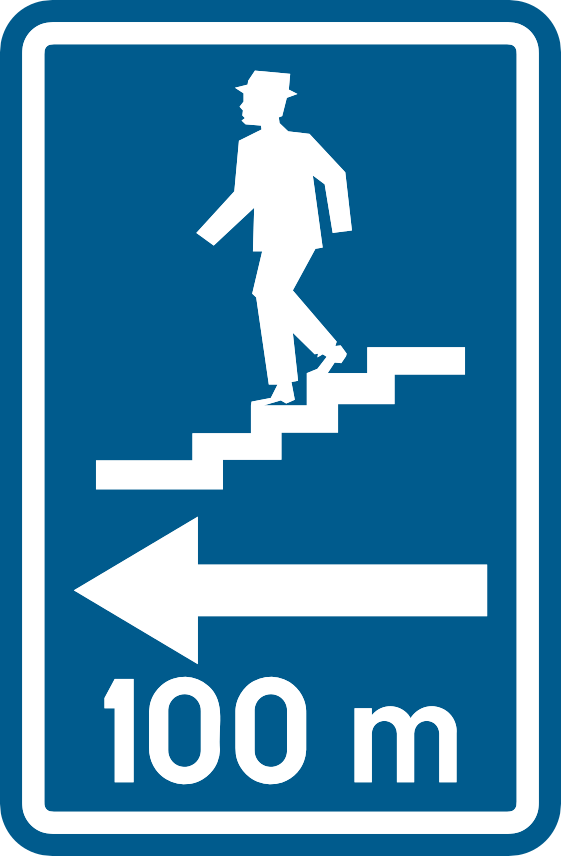 Verkeersbord F51a: Ondergrondse of bovengrondse oversteekplaats voor voetgangers