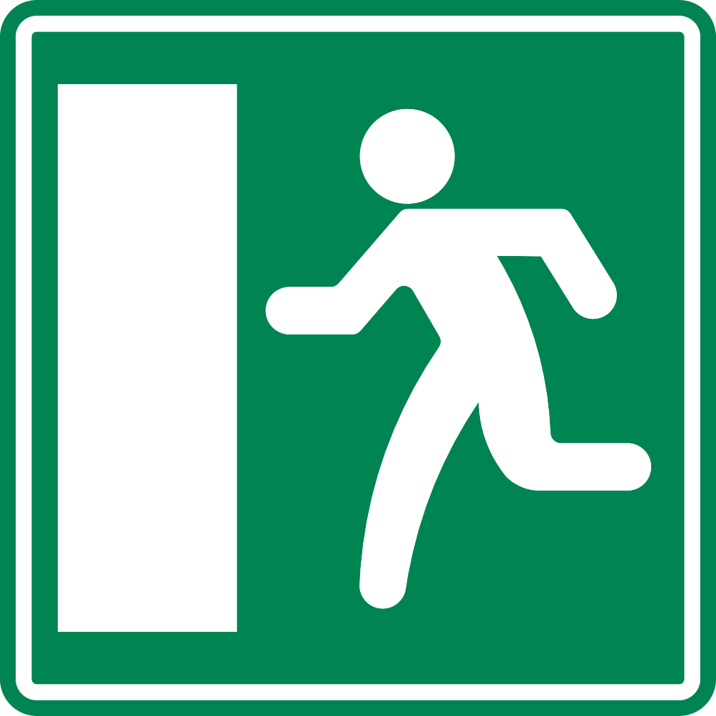Verkeersbord: Aankondiging van een nooduitgang in tunnels