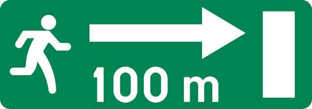Verkeersbord: Vluchtroute