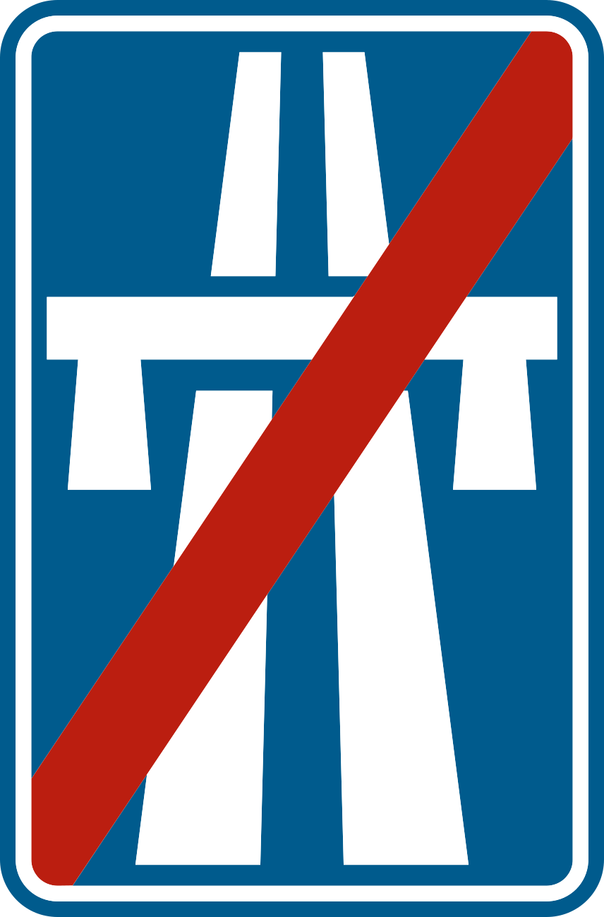 Verkeersbord: Einde van een autosnelweg