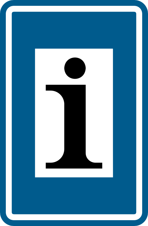 Verkeersbord F77: Vereniging tot bevordering van het vreemdelingenverkeer, trefpunt voor toeristische informatie